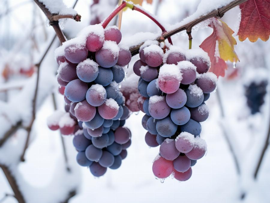 Pour faire du vin de glace, les raisons sont récoltés à des températures très basses
