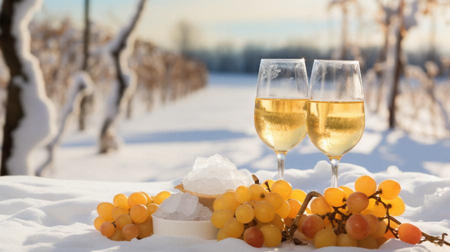 Pour faire du vin de glace, les raisons sont récoltés à des températures très basses